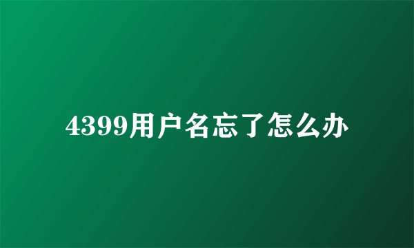 4399用户名忘了怎么办