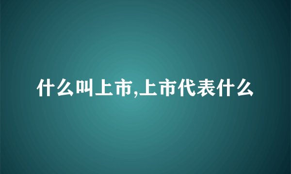 什么叫上市,上市代表什么