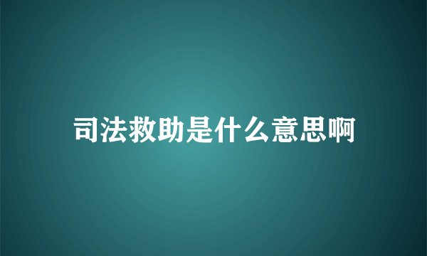 司法救助是什么意思啊