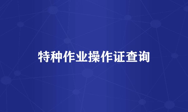 特种作业操作证查询