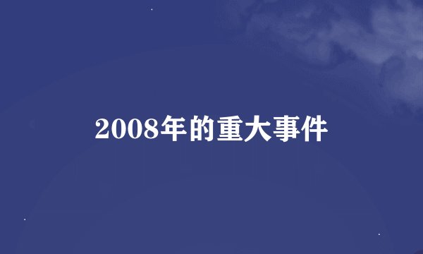 2008年的重大事件