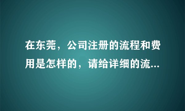 在东莞，公司注册的流程和费用是怎样的，请给详细的流程和解答！！