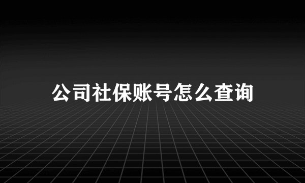公司社保账号怎么查询