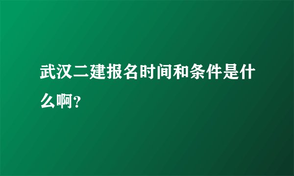 武汉二建报名时间和条件是什么啊?