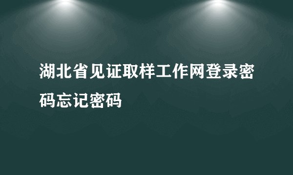 湖北省见证取样工作网登录密码忘记密码