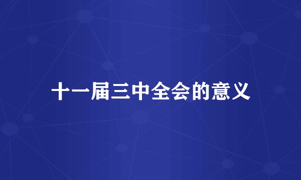 十一届三中全会的意义