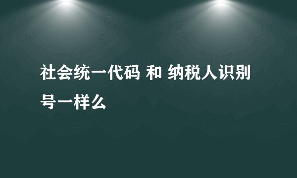 社会统一代码 和 纳税人识别号一样么