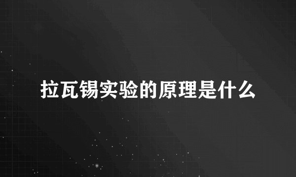 拉瓦锡实验的原理是什么