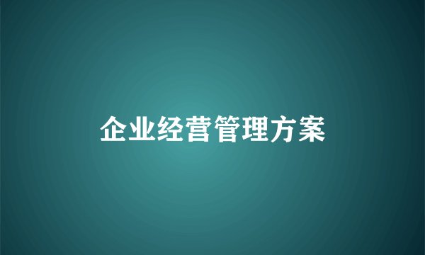 企业经营管理方案