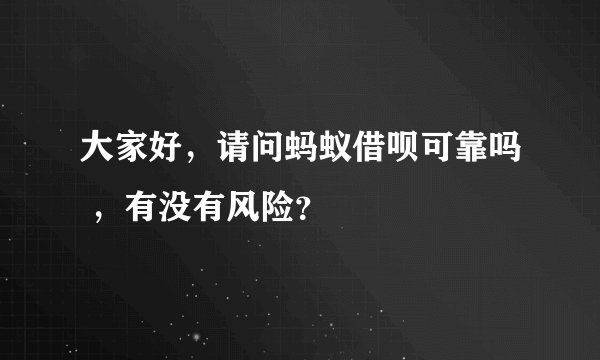 大家好,请问蚂蚁借呗可靠吗 ,有没有风险?
