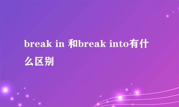 break in 和break into有什么区别