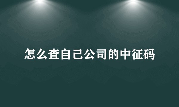 怎么查自己公司的中征码