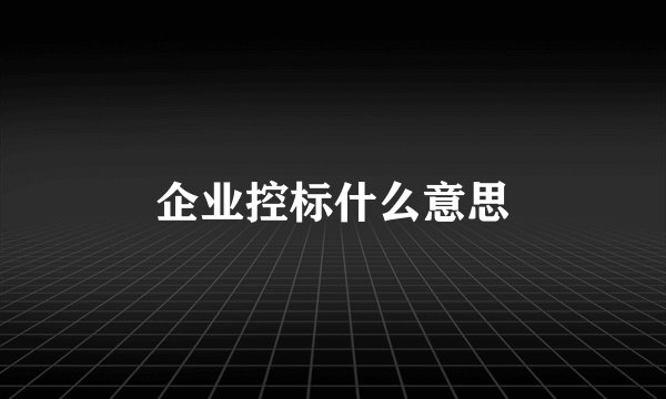 企业控标什么意思