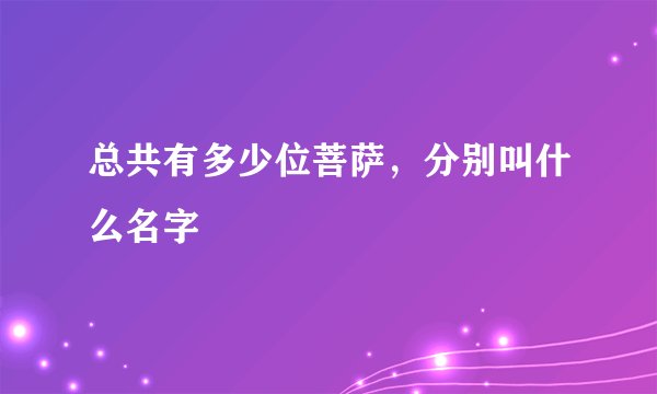 总共有多少位菩萨，分别叫什么名字