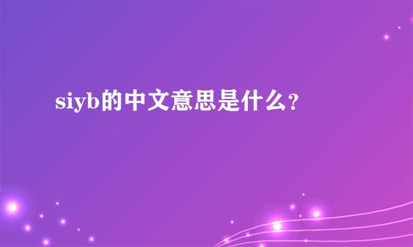 siyb的中文意思是什么？