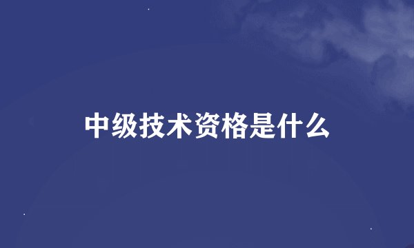 中级技术资格是什么