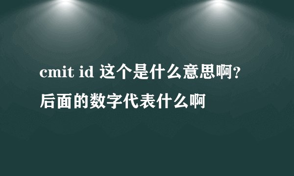 cmit id 这个是什么意思啊？后面的数字代表什么啊