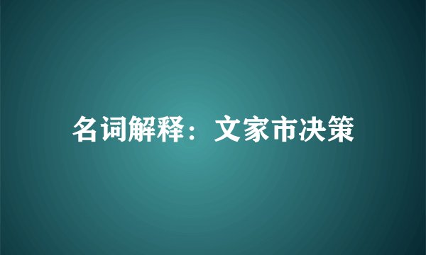 名词解释：文家市决策