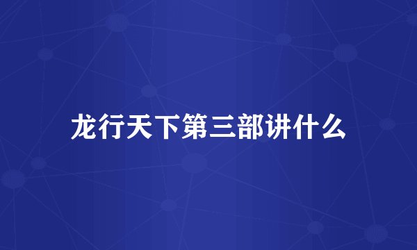 龙行天下第三部讲什么