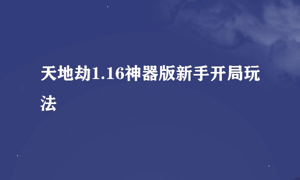 天地劫1.16神器版新手开局玩法