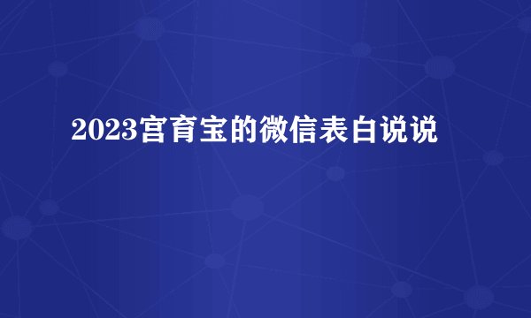 2023宫育宝的微信表白说说