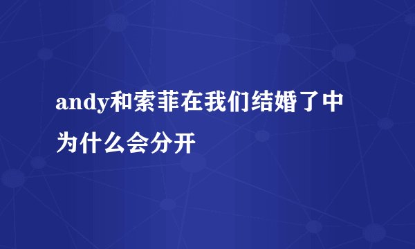 andy和索菲在我们结婚了中为什么会分开