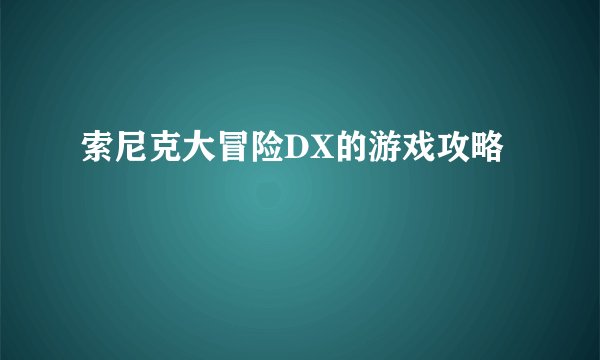 索尼克大冒险DX的游戏攻略