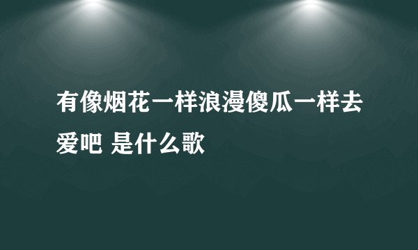 有像烟花一样浪漫傻瓜一样去爱吧 是什么歌