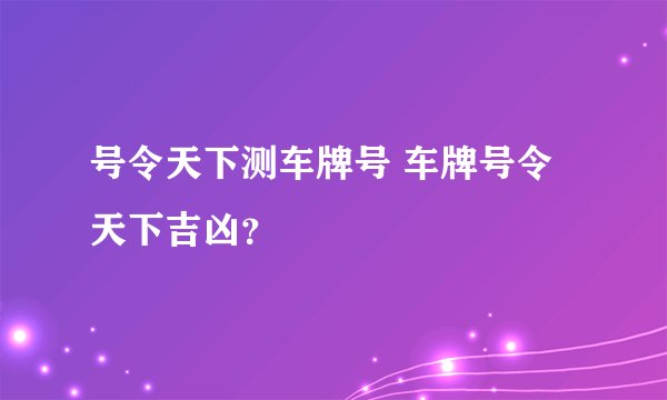 号令天下测车牌号 车牌号令天下吉凶？