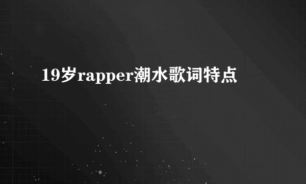 19岁rapper潮水歌词特点