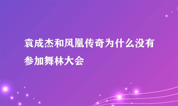 袁成杰和凤凰传奇为什么没有参加舞林大会