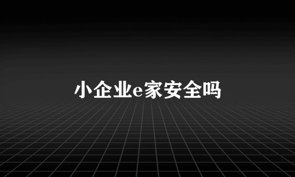小企业e家安全吗