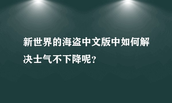 新世界的海盗中文版中如何解决士气不下降呢？