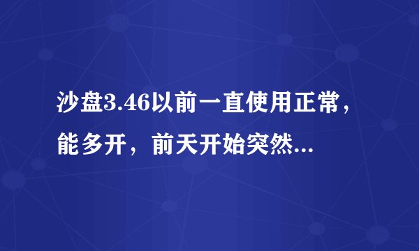 沙盘3.46以前一直使用正常，能多开，前天开始突然出现无法定位用户目录，初始化进程失败的提示。