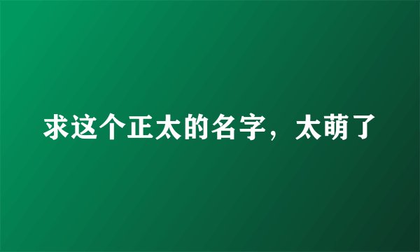 求这个正太的名字，太萌了