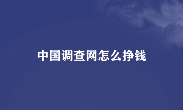 中国调查网怎么挣钱