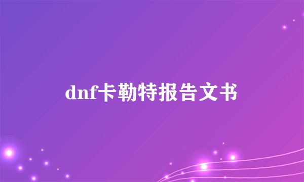 dnf卡勒特报告文书