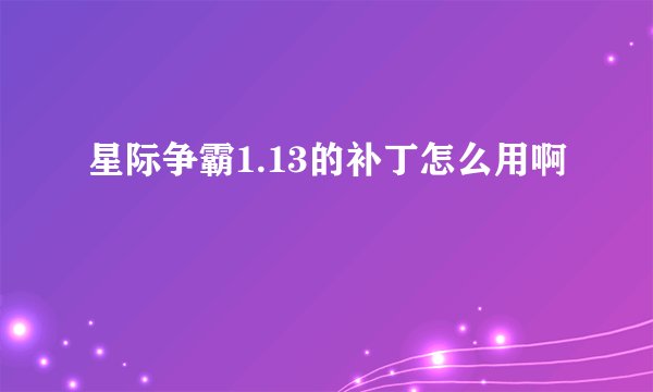 星际争霸1.13的补丁怎么用啊