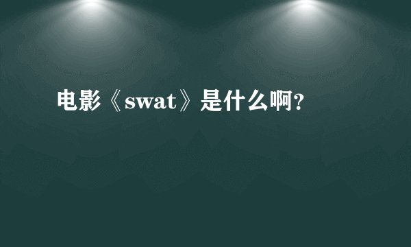 电影《swat》是什么啊？