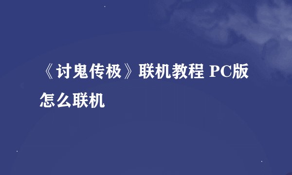 《讨鬼传极》联机教程 PC版怎么联机
