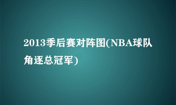 2013季后赛对阵图(NBA球队角逐总冠军)