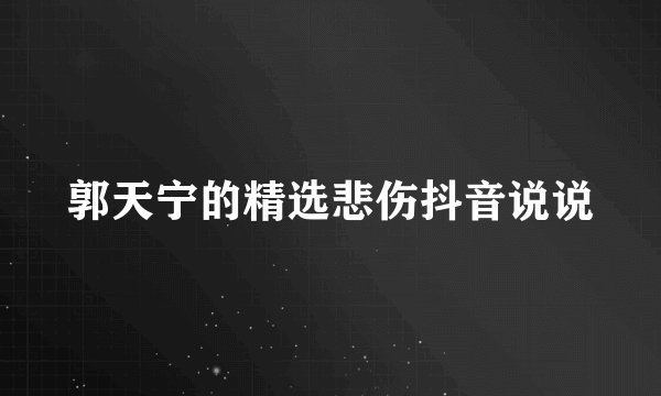 郭天宁的精选悲伤抖音说说