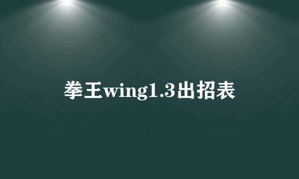 拳王wing1.3出招表