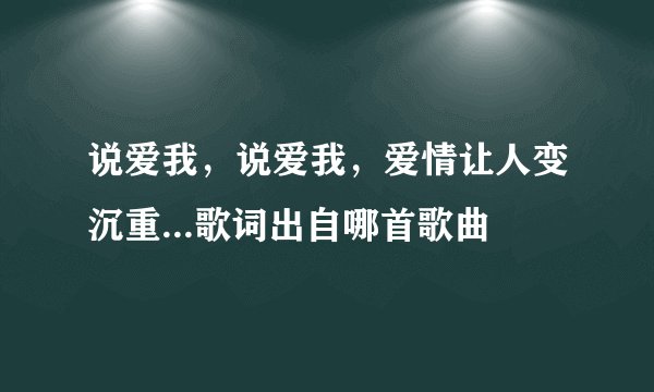 说爱我，说爱我，爱情让人变沉重...歌词出自哪首歌曲
