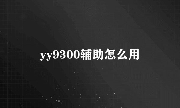 yy9300辅助怎么用