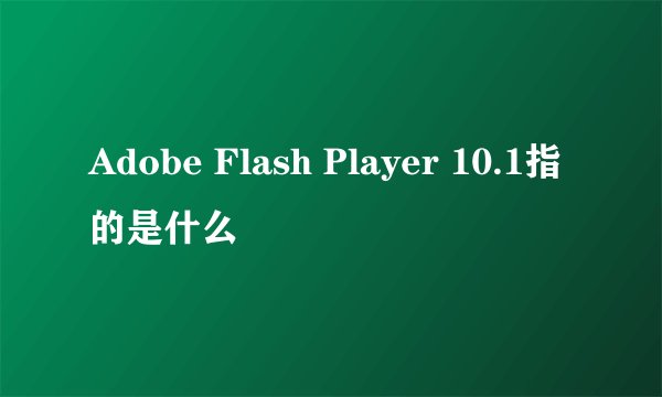 Adobe Flash Player 10.1指的是什么