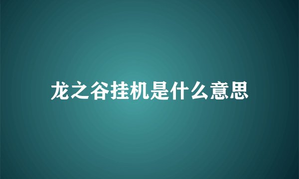 龙之谷挂机是什么意思