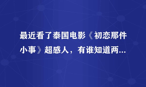最近看了泰国电影《初恋那件小事》超感人，有谁知道两个主角的资料吗？