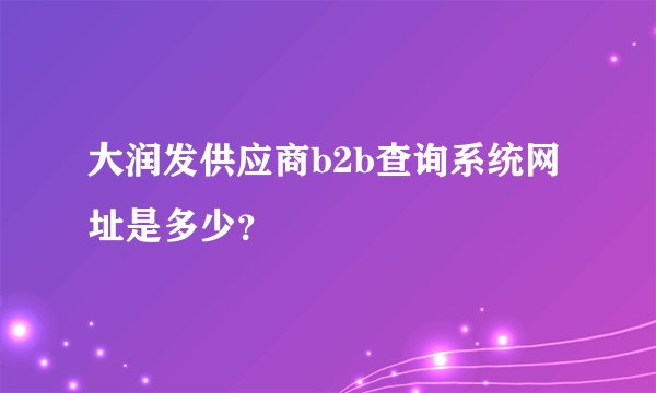 大润发供应商b2b查询系统网址是多少？