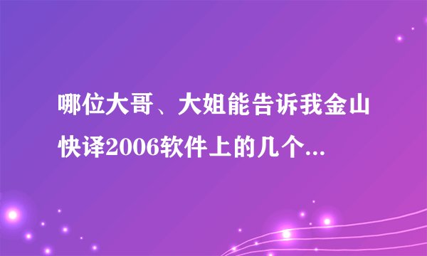 哪位大哥、大姐能告诉我金山快译2006软件上的几个键“译”、